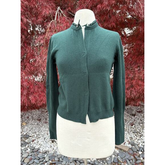 Brunello Cucinelli Women Cashmere Cardigan Sweater Deep Green Snap Front Size M - Picture 1 of 13